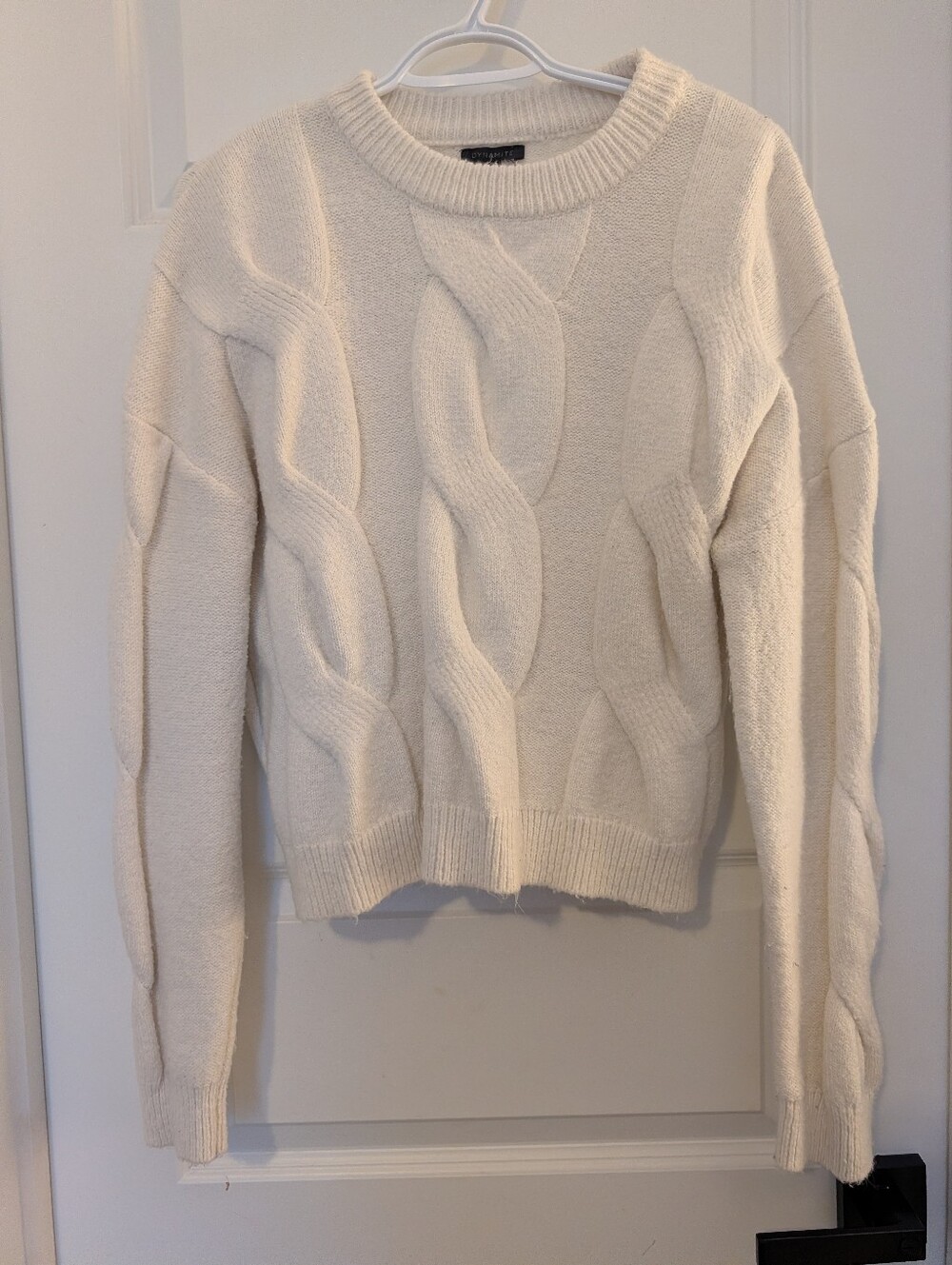 Dynamite Cream Cable Crewneck Sweater